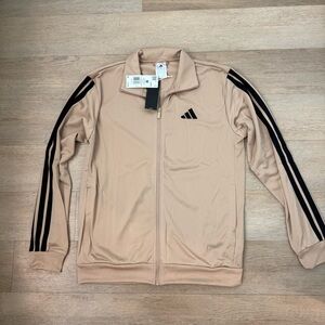 Adidas Men's Beige Track Jacket with Black Stripes size M NWT